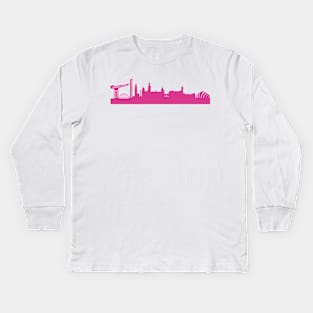 Glasgow skyline pink Kids Long Sleeve T-Shirt